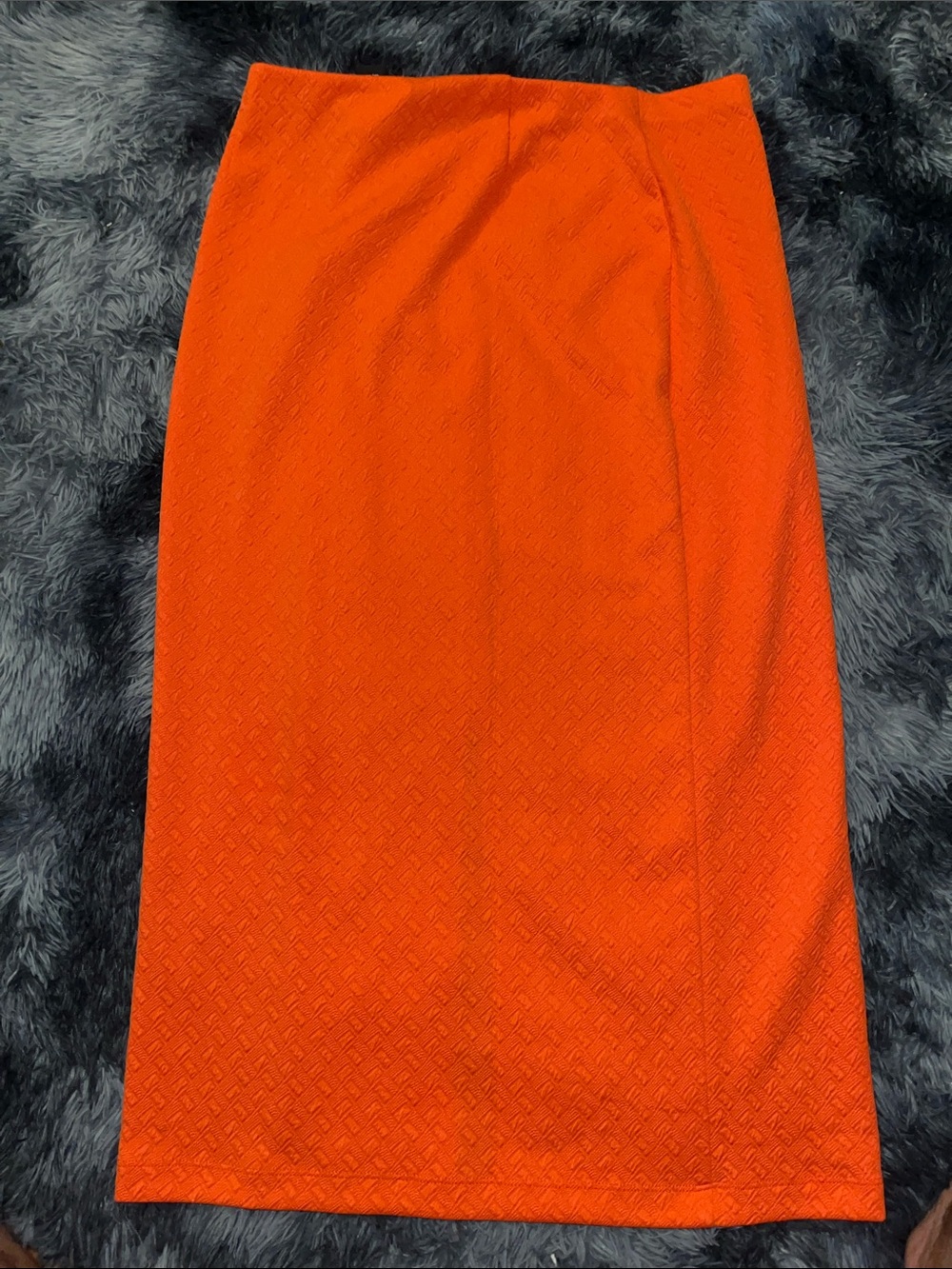 NYCC Bright Orange Textured Midi Pencil Skirt Button Back Detail Size M - Picture 2 of 8